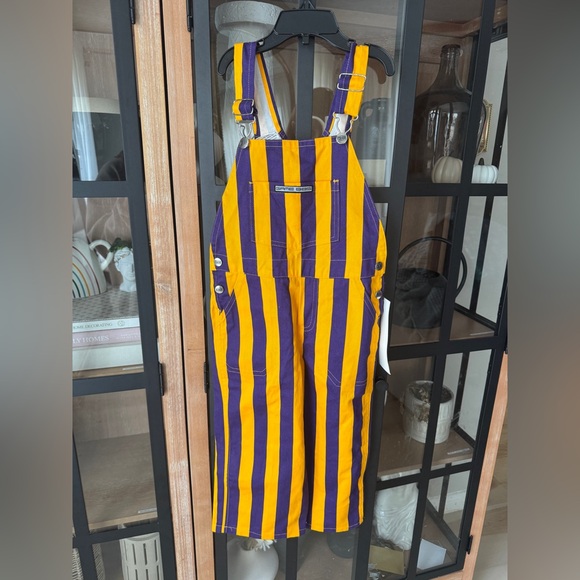 Game Bibs LSU overalls toddler unisex boy girl tigers stripes adjustable cotton - Picture 1 of 8